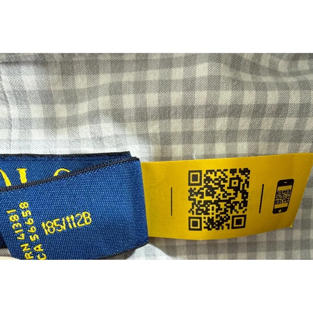 Polo Ralph Lauren Button Down Size XL Grey Gingham Classic Fit Cotton Blend READ